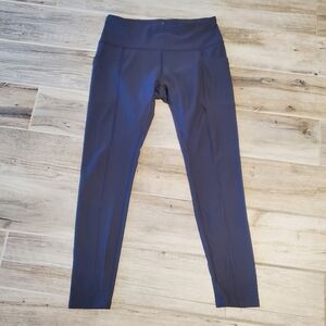 Womens Apana Dark Blue Yoga Active Stretchy Workout Leggings Size Large